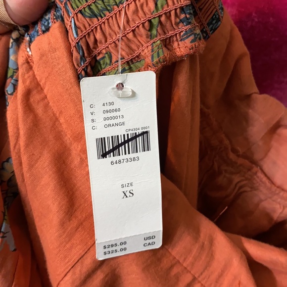 Anthropologie Love the Label Puffed Sleeves Orange Floral Tiered MIDI Dr… - Picture 12 of 13